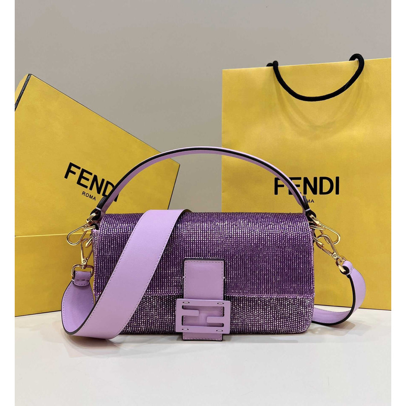 F**di baguette re-edition bag in lilac beads