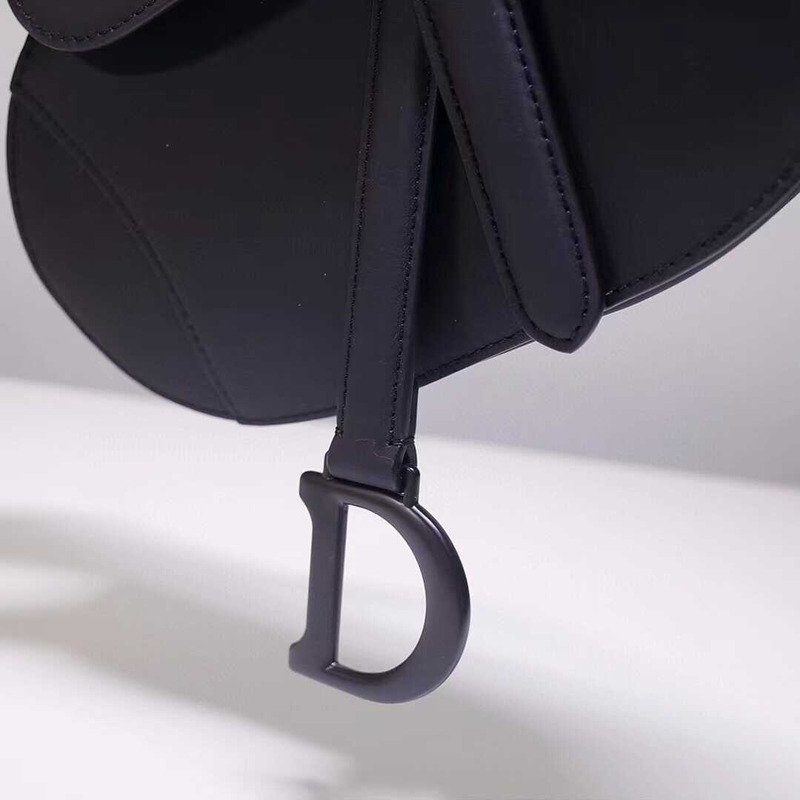 D*or saddle bag with strap bag black ultramatte calfskin