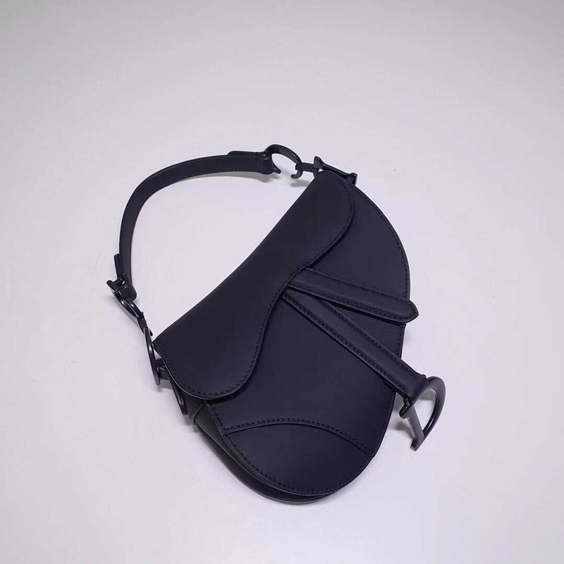 D*or saddle bag with strap bag black ultramatte calfskin