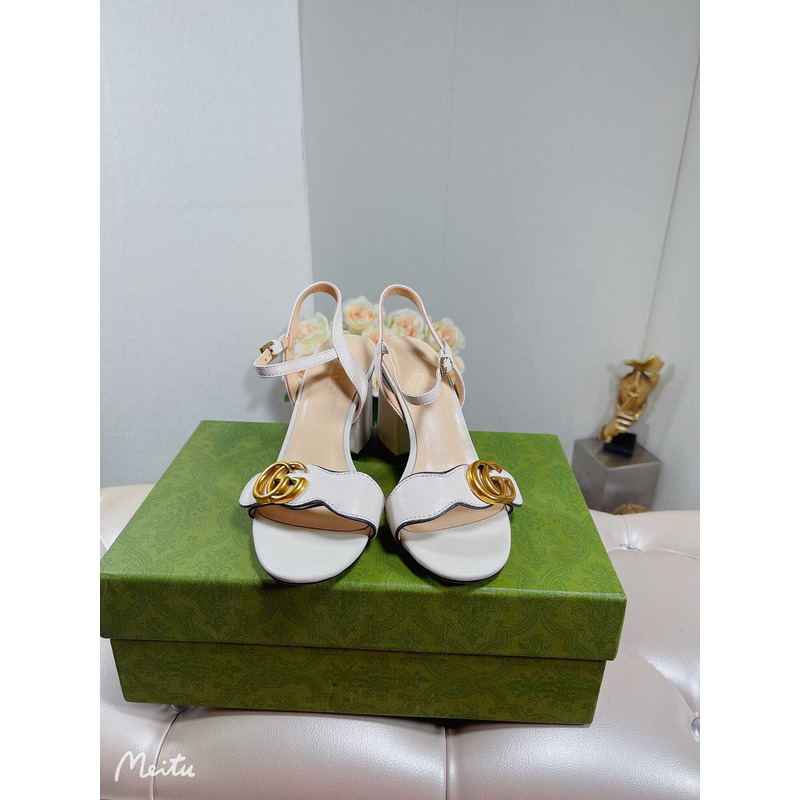 G*u*i leather heels sandal white