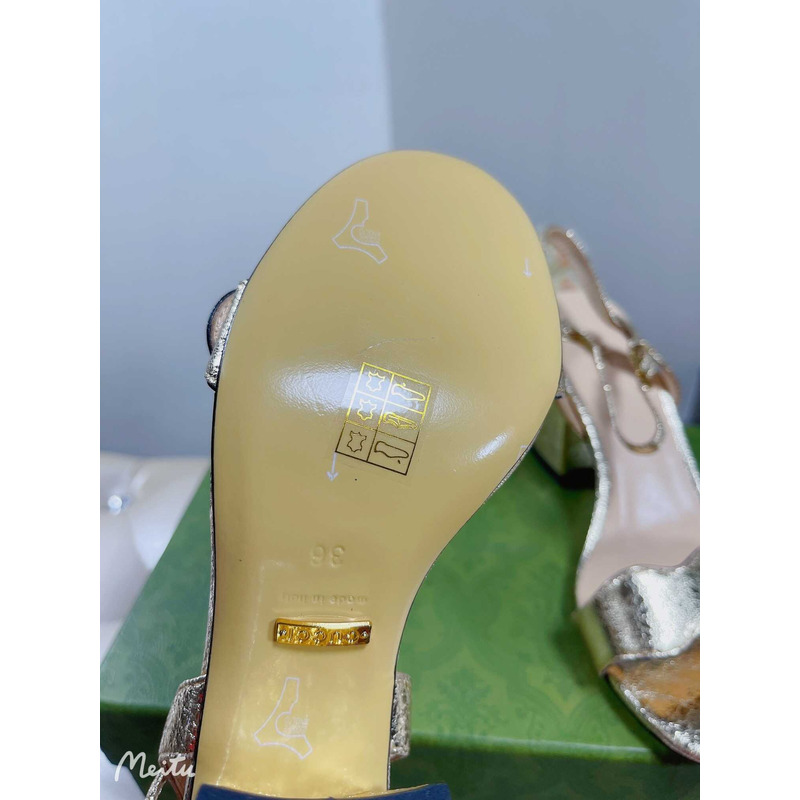 G*u*i leather heels sandal gold