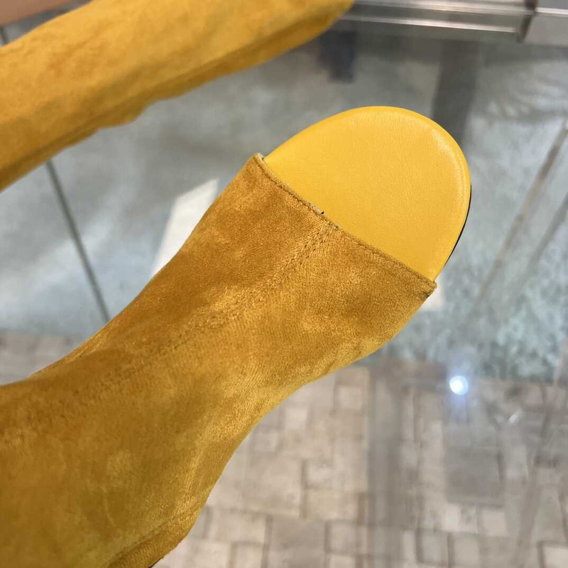 Miu Miu Open Toe Suede Boots Yellow