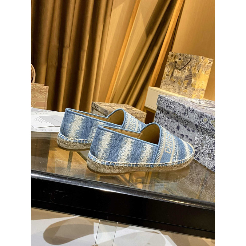 D*or blue cotton fabric granville d stripes espadrille flats