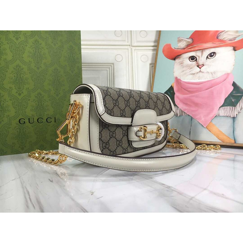 G*u*i horsebit1955 shoulder bag small size white monogram