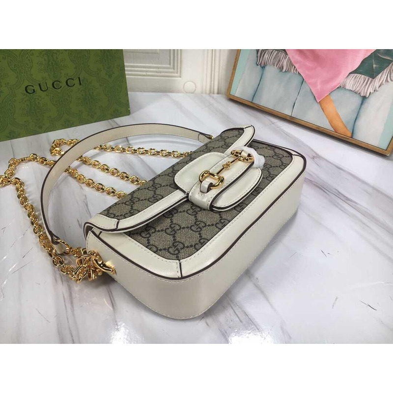 G*u*i horsebit1955 shoulder bag small size white monogram