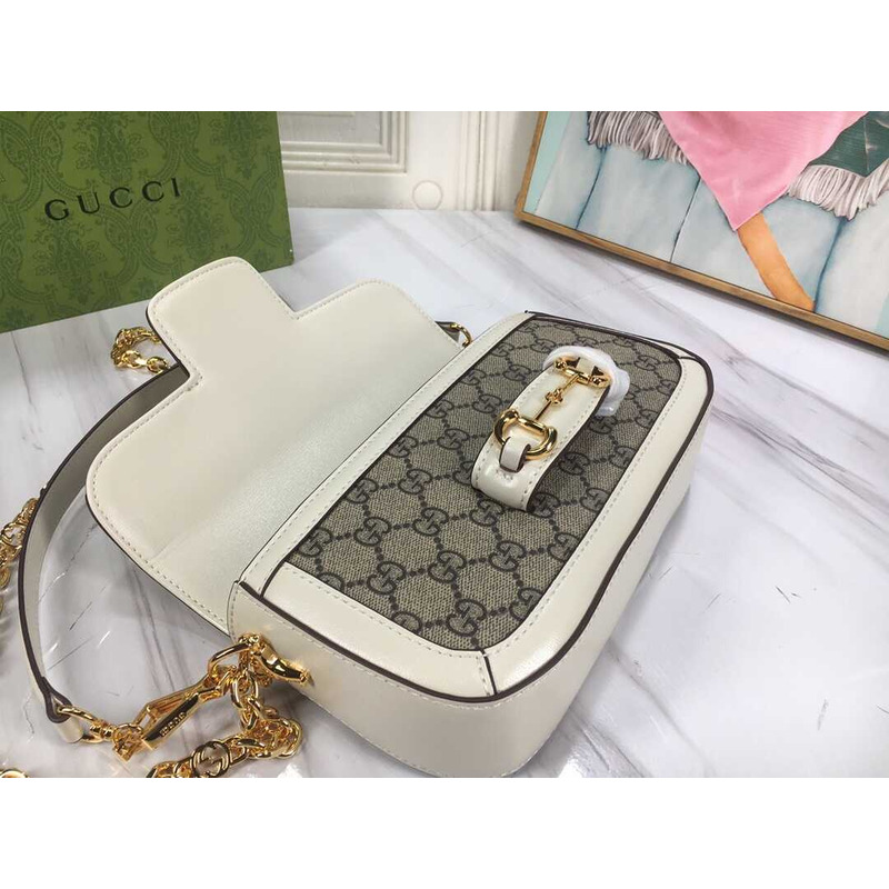 G*u*i horsebit1955 shoulder bag small size white monogram