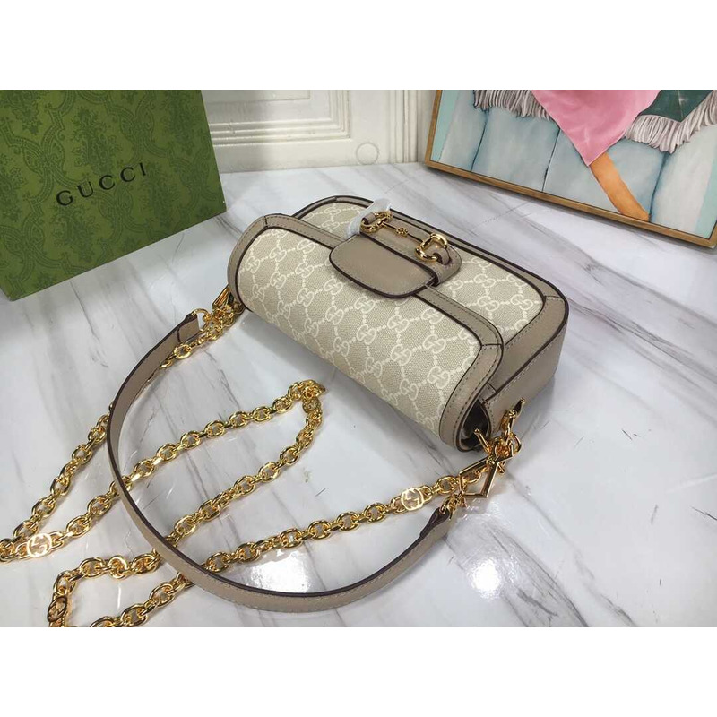 G*u*i horsebit1955 shoulder bag small size white/brown monogram