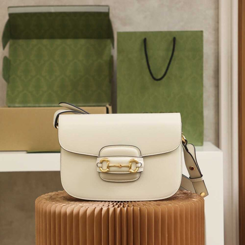 G*u*i horsebit 1955 series small shoulder bag white