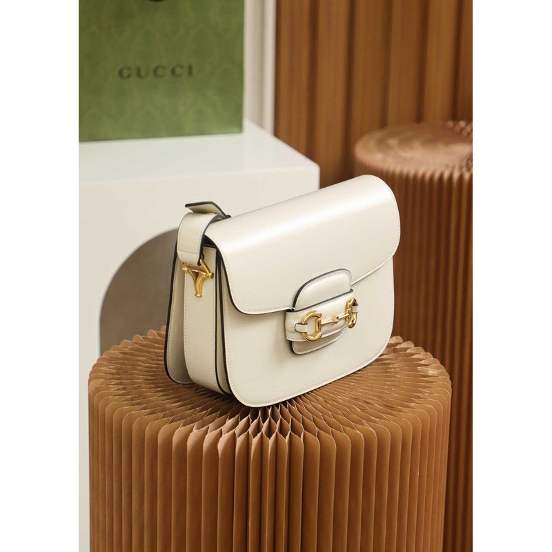 G*u*i horsebit 1955 series small shoulder bag white