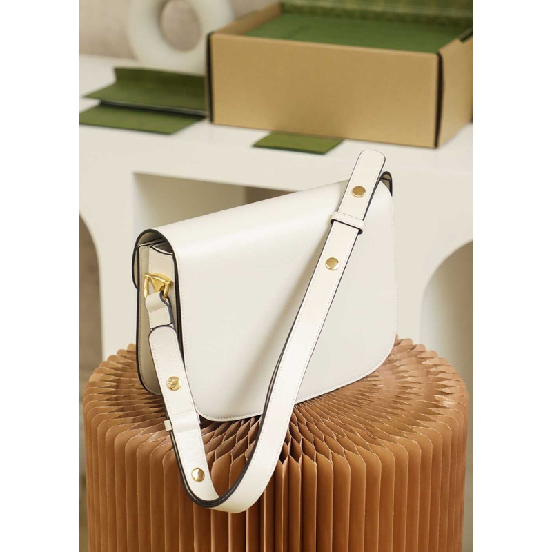 G*u*i horsebit 1955 series small shoulder bag white