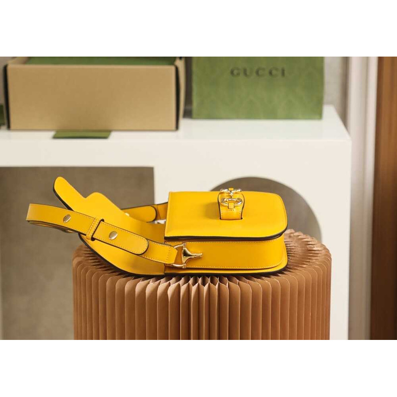 G*u*i horsebit 1955 series small shoulder bag yellow