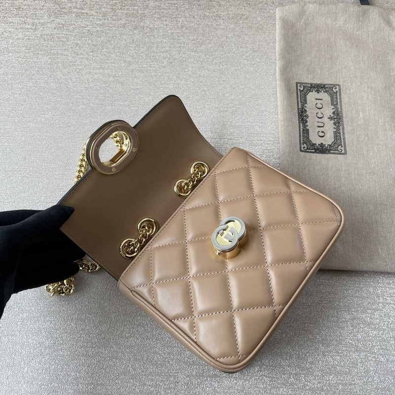 G*u*i deco mini quilted-leather cross-body bag nude