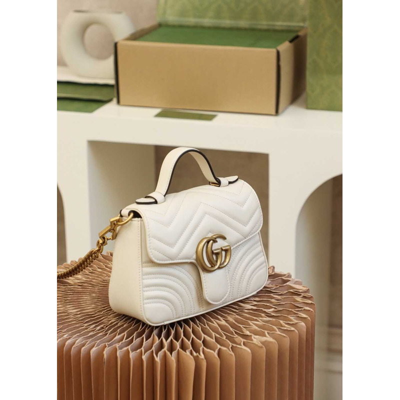 G*u*i gg marmont mini top handle bag white