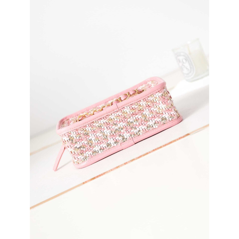 Ch*el small camera bag pink, white and gold