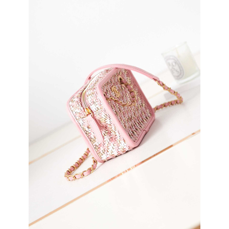 Ch*el small camera bag pink, white and gold