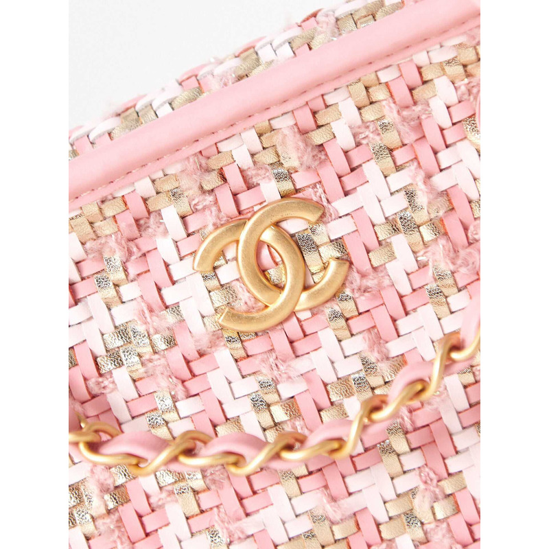 Ch*el small camera bag pink, white and gold