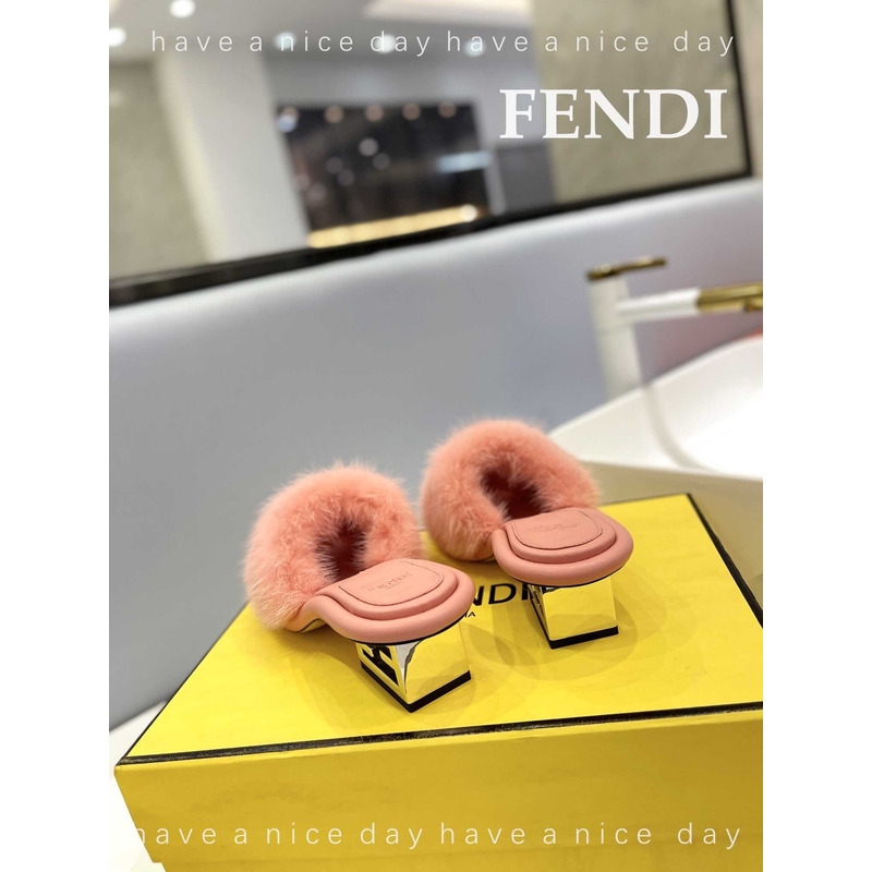 F**di baguette mink slides pink