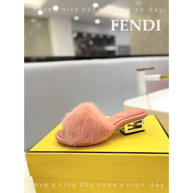 F**di baguette mink slides pink