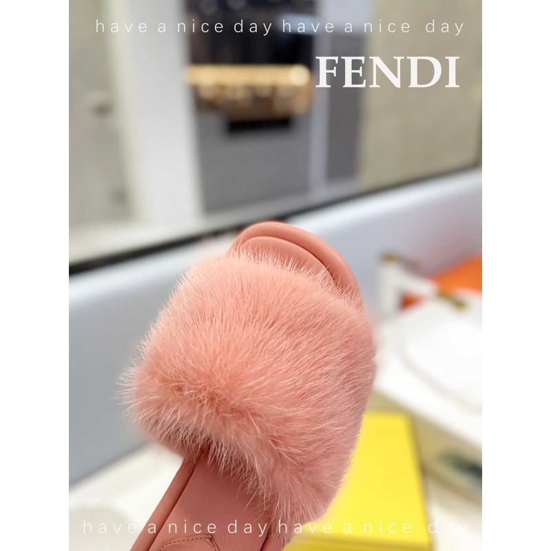 F**di baguette mink slides pink