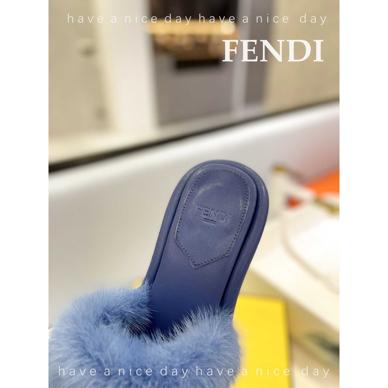 F**di baguette mink slides blue