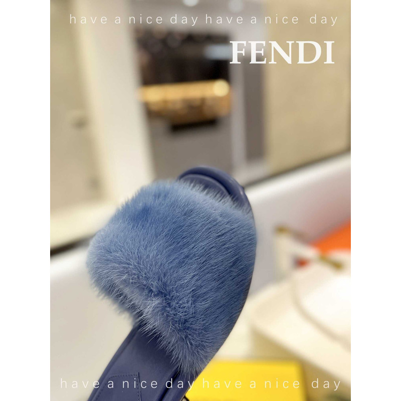 F**di baguette mink slides blue