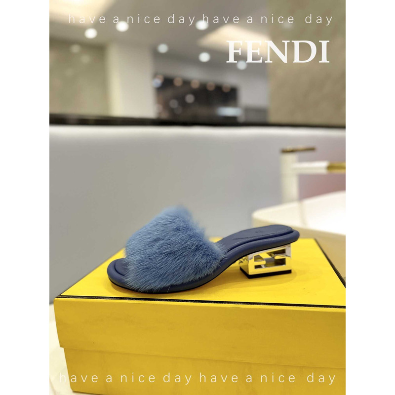 F**di baguette mink slides blue