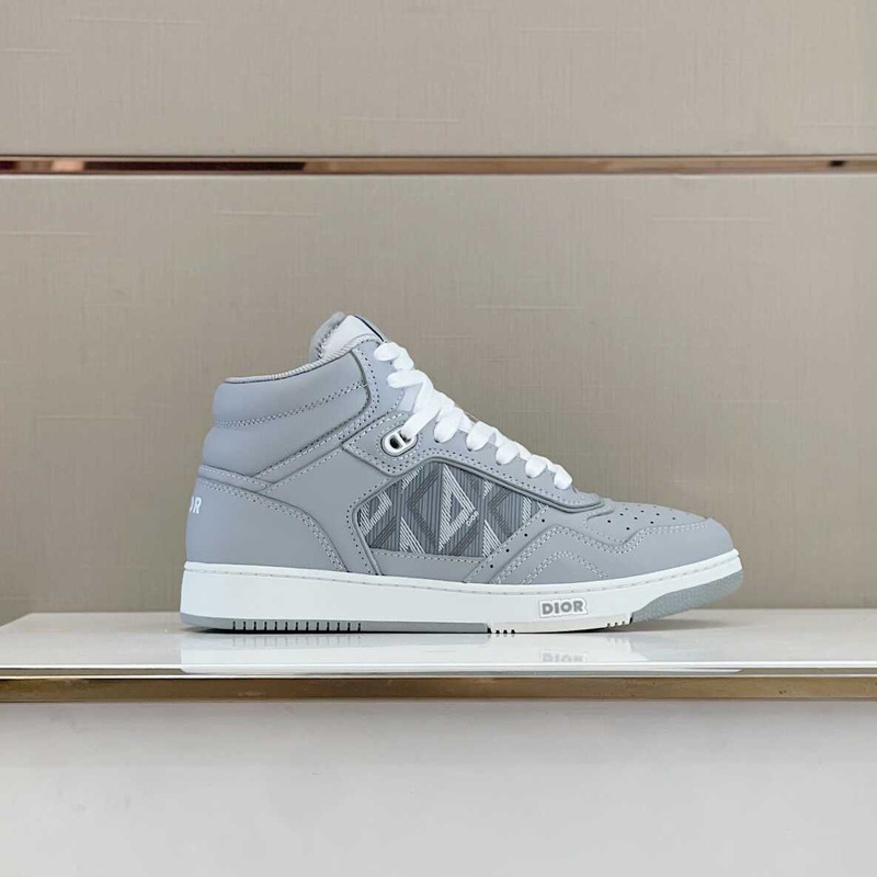 D*or b27 high top sneaker smooth calfskin cd diamond canvas grey