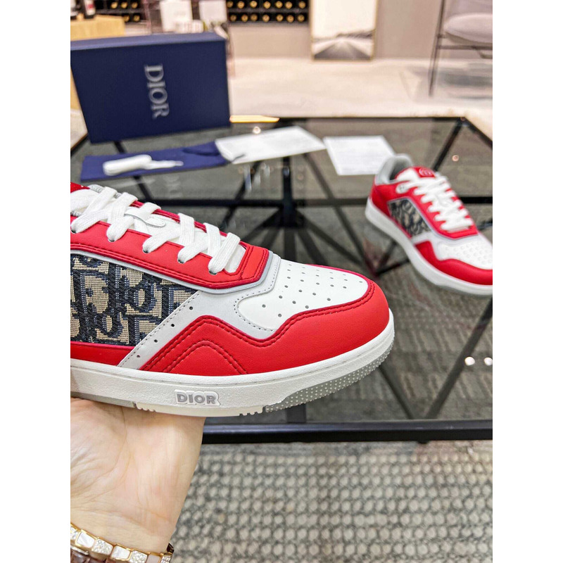 D*or b27 low top sneaker smooth calfskin oblique galaxy leather red