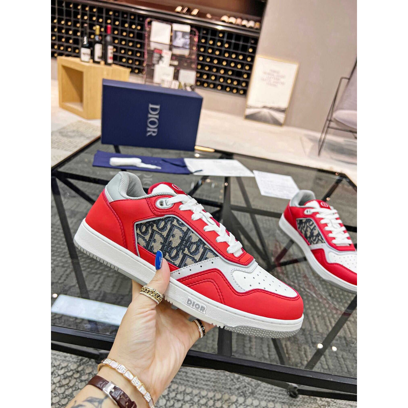 D*or b27 low top sneaker smooth calfskin oblique galaxy leather red