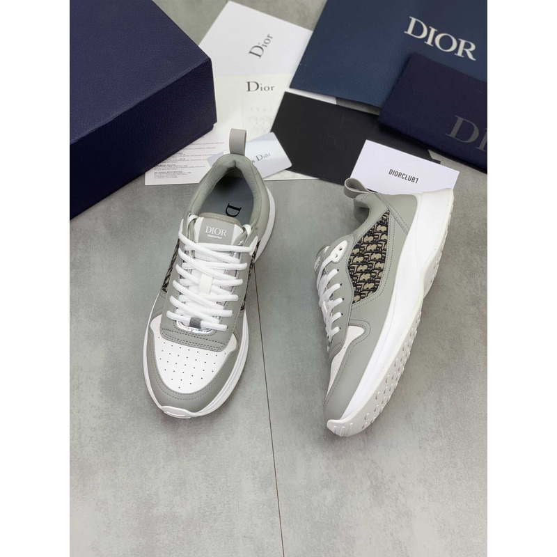 D*or b25 runner sneaker smooth calfskin oblique jacquard grey