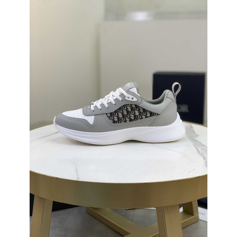 D*or b25 runner sneaker smooth calfskin oblique jacquard grey