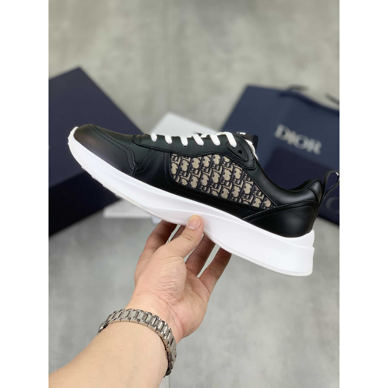 D*or b25 runner sneaker smooth calfskin oblique jacquard black