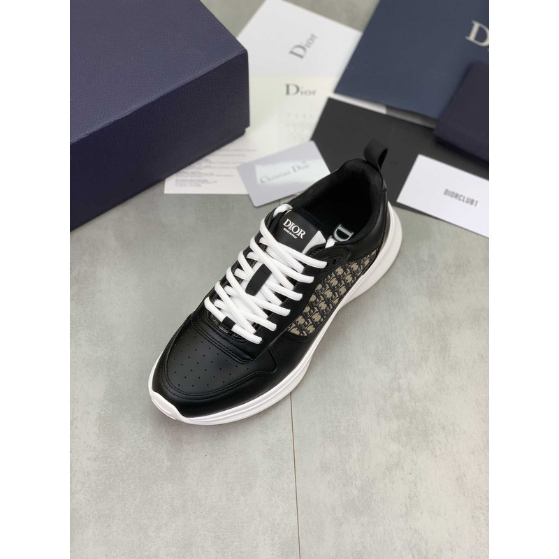 D*or b25 runner sneaker smooth calfskin oblique jacquard black