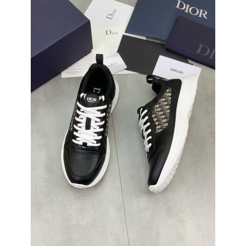 D*or b25 runner sneaker smooth calfskin oblique jacquard black