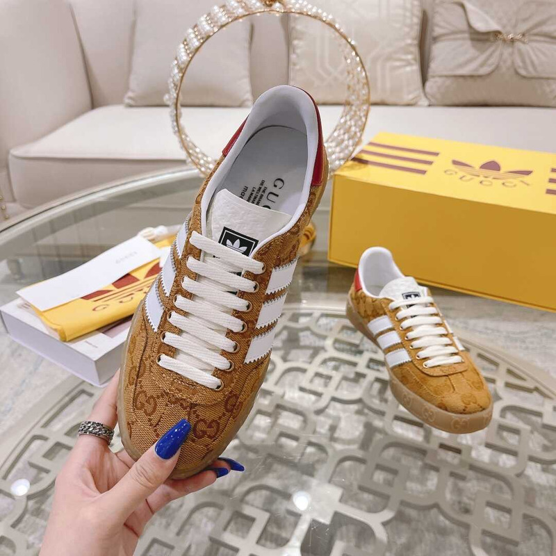 Ad*s x g*u*i gazelle monogram yellow and red