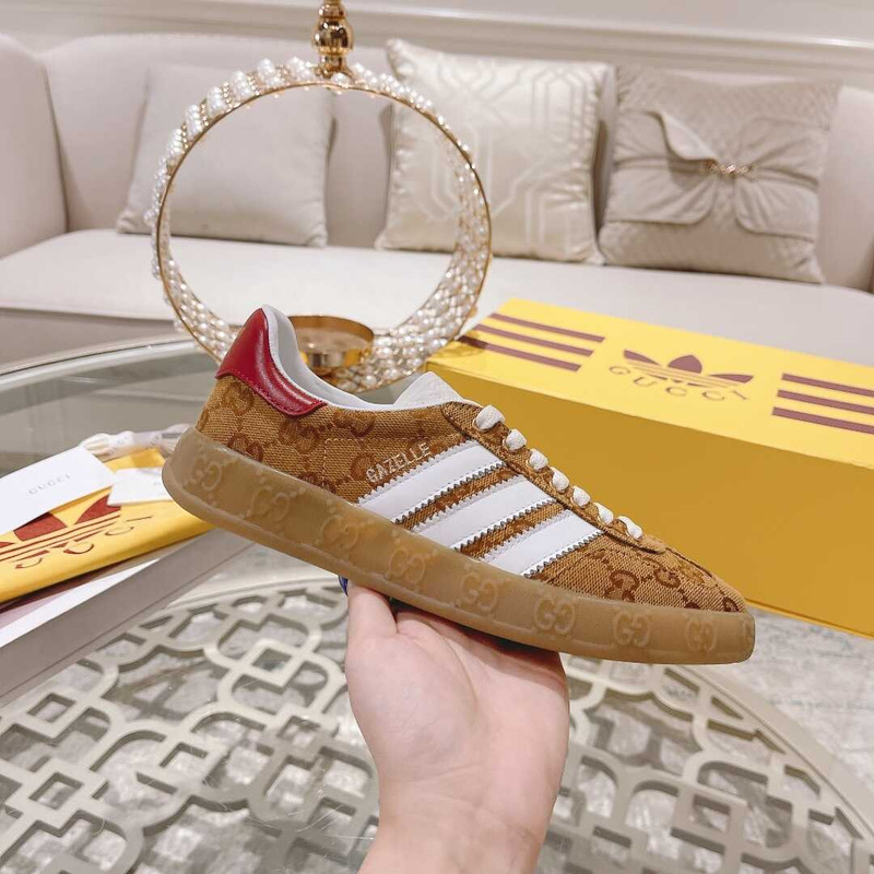 Ad*s x g*u*i gazelle monogram yellow and red