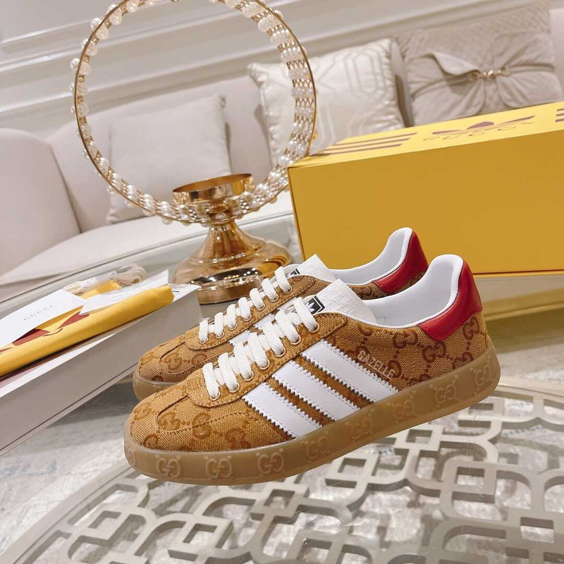 Ad*s x g*u*i gazelle monogram yellow and red