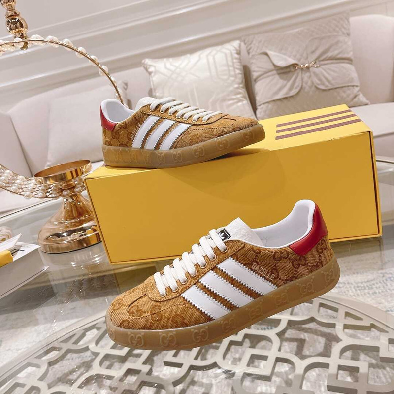 Ad*s x g*u*i gazelle monogram yellow and red