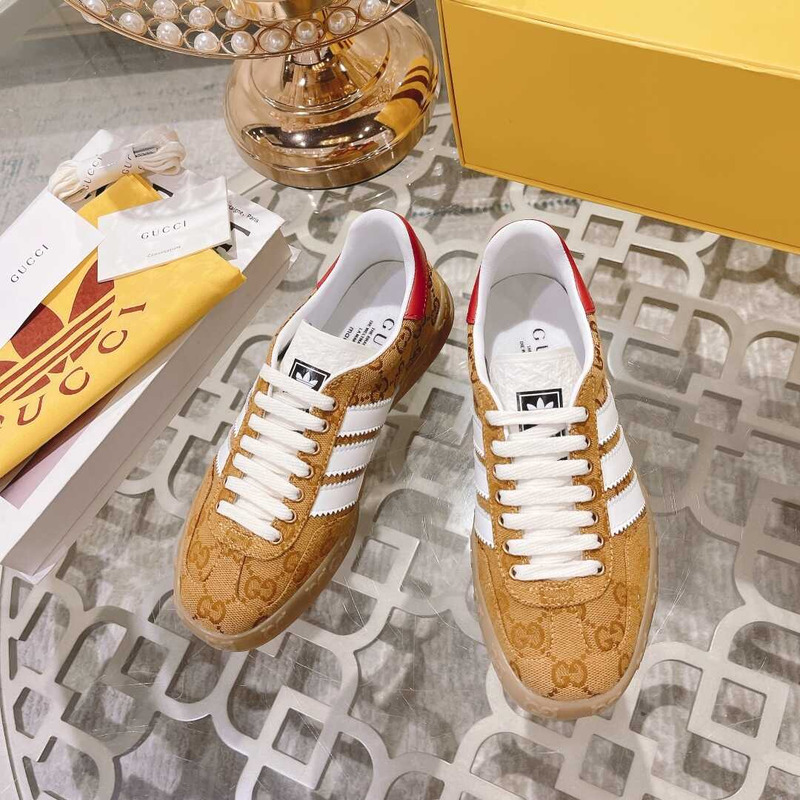 Ad*s x g*u*i gazelle monogram yellow and red