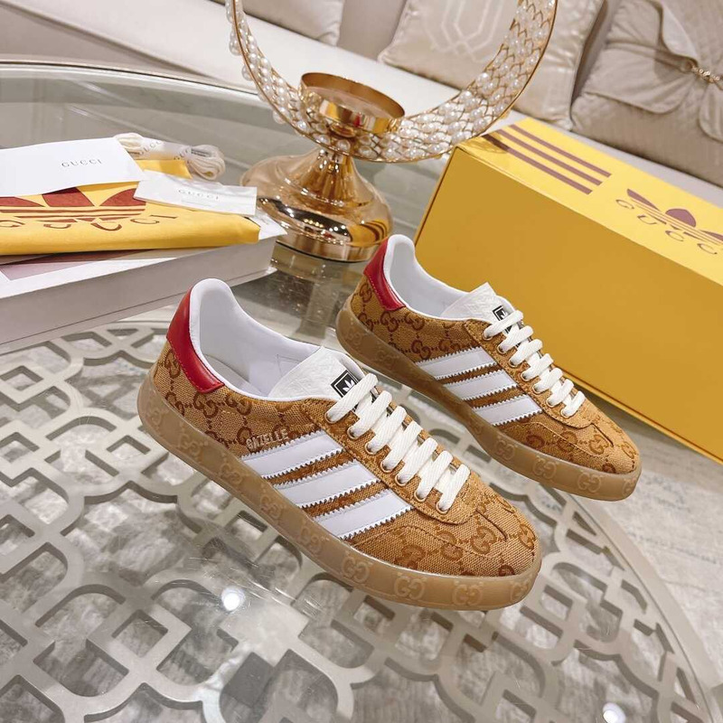 Ad*s x g*u*i gazelle monogram yellow and red