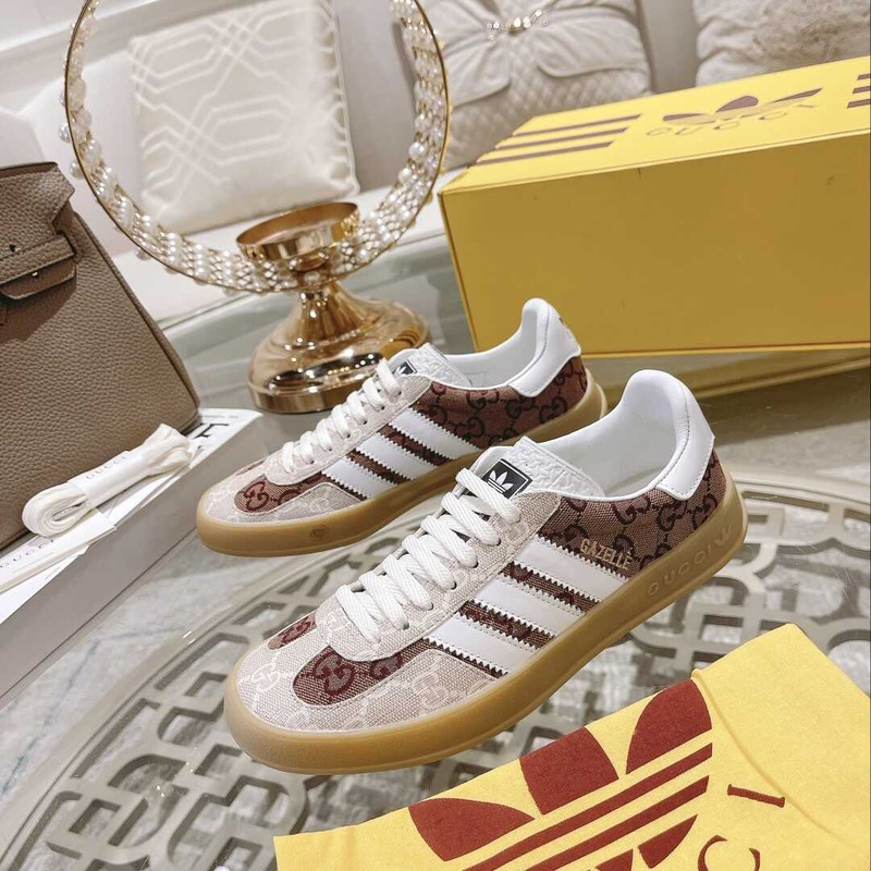 Ad*s x g*u*i gazelle monogram brown and white