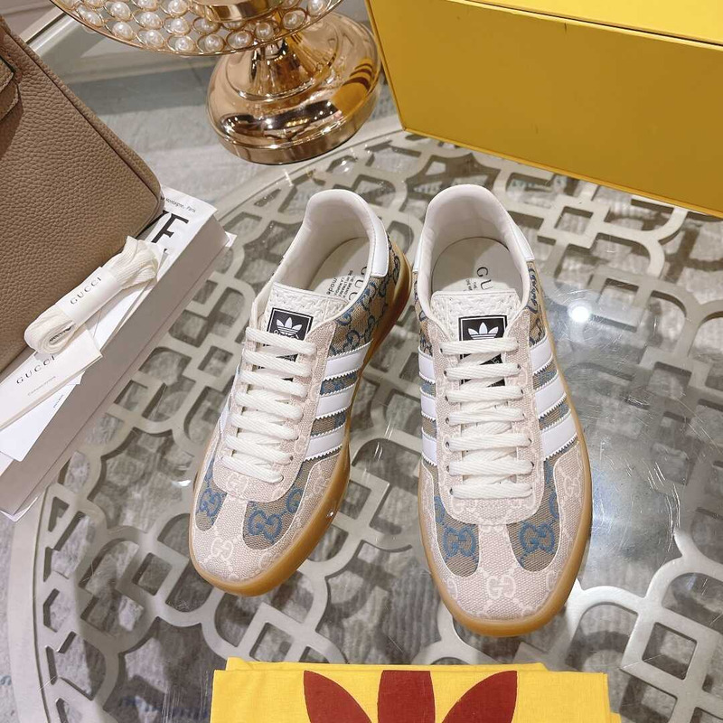 Ad*s x g*u*i gazelle monogram gray and white