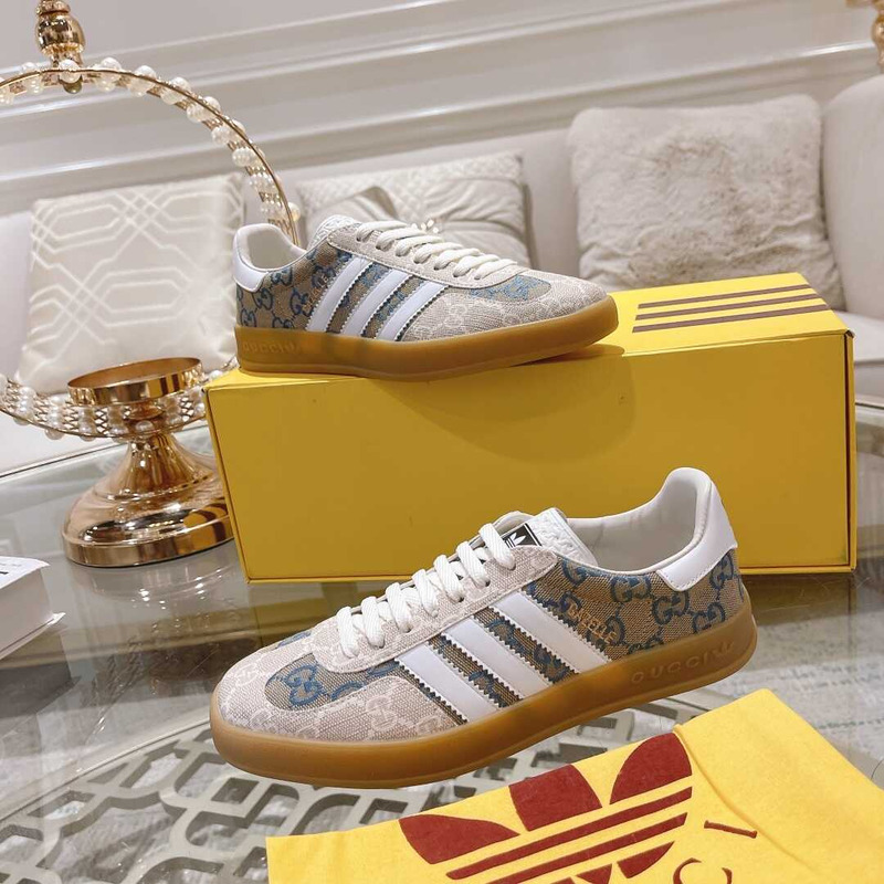 Ad*s x g*u*i gazelle monogram gray and white