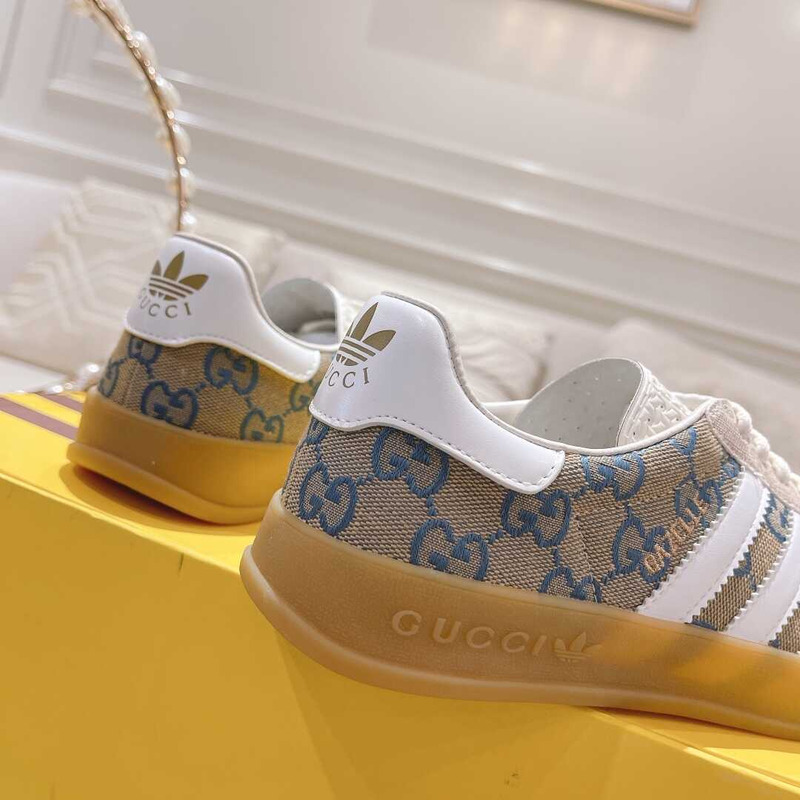 Ad*s x g*u*i gazelle monogram gray and white