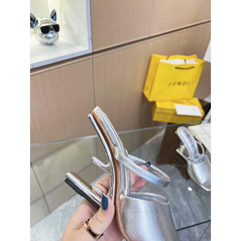 F**di first silver leather high-heeled sandals