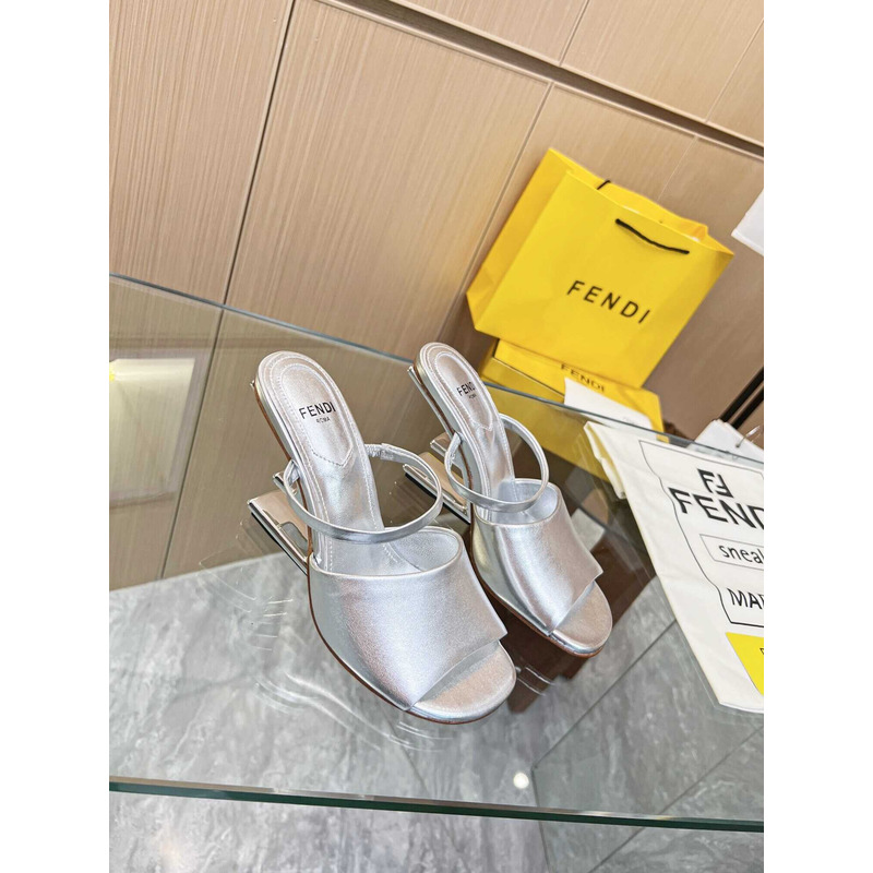 F**di first silver leather high-heeled sandals