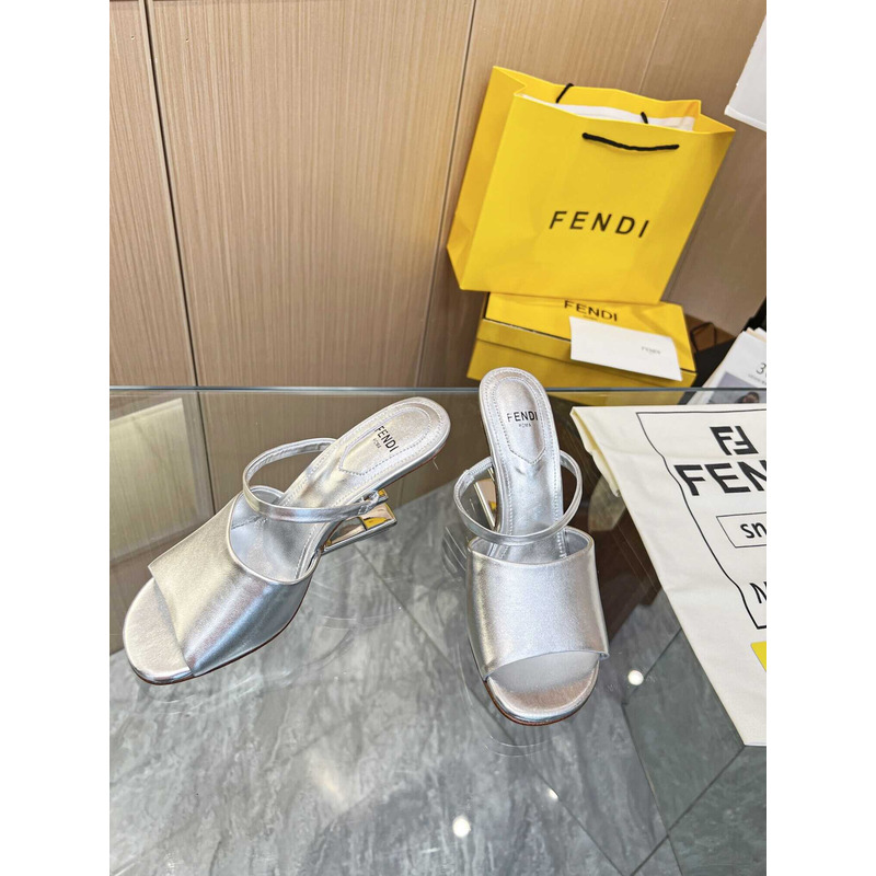 F**di first silver leather high-heeled sandals