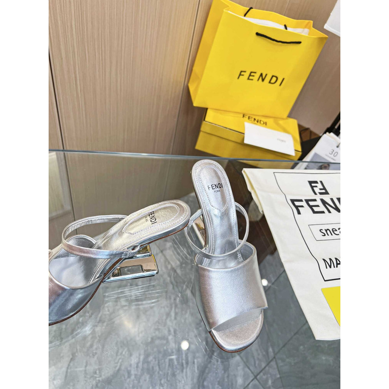 F**di first silver leather high-heeled sandals