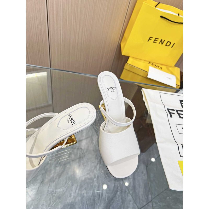 F**di first white leather high-heeled sandals