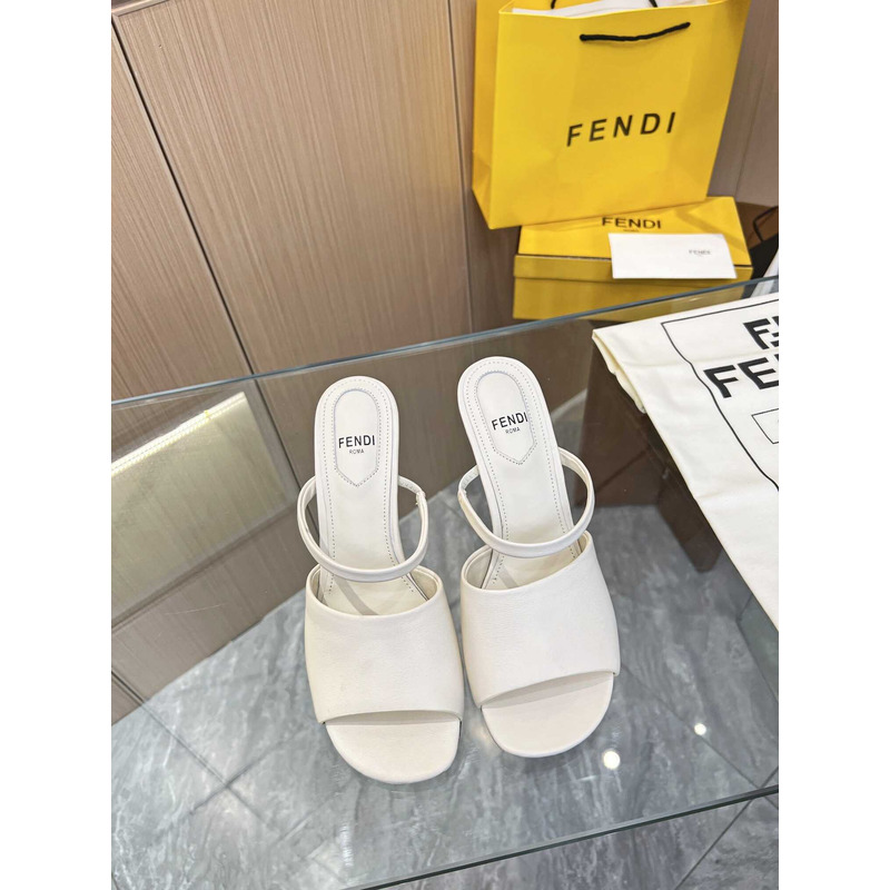 F**di first white leather high-heeled sandals